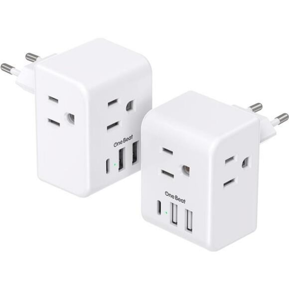 Europe Travel Plug Adapter 2 Pack USB C Type C Power Converter Charger - Picture 1 of 7